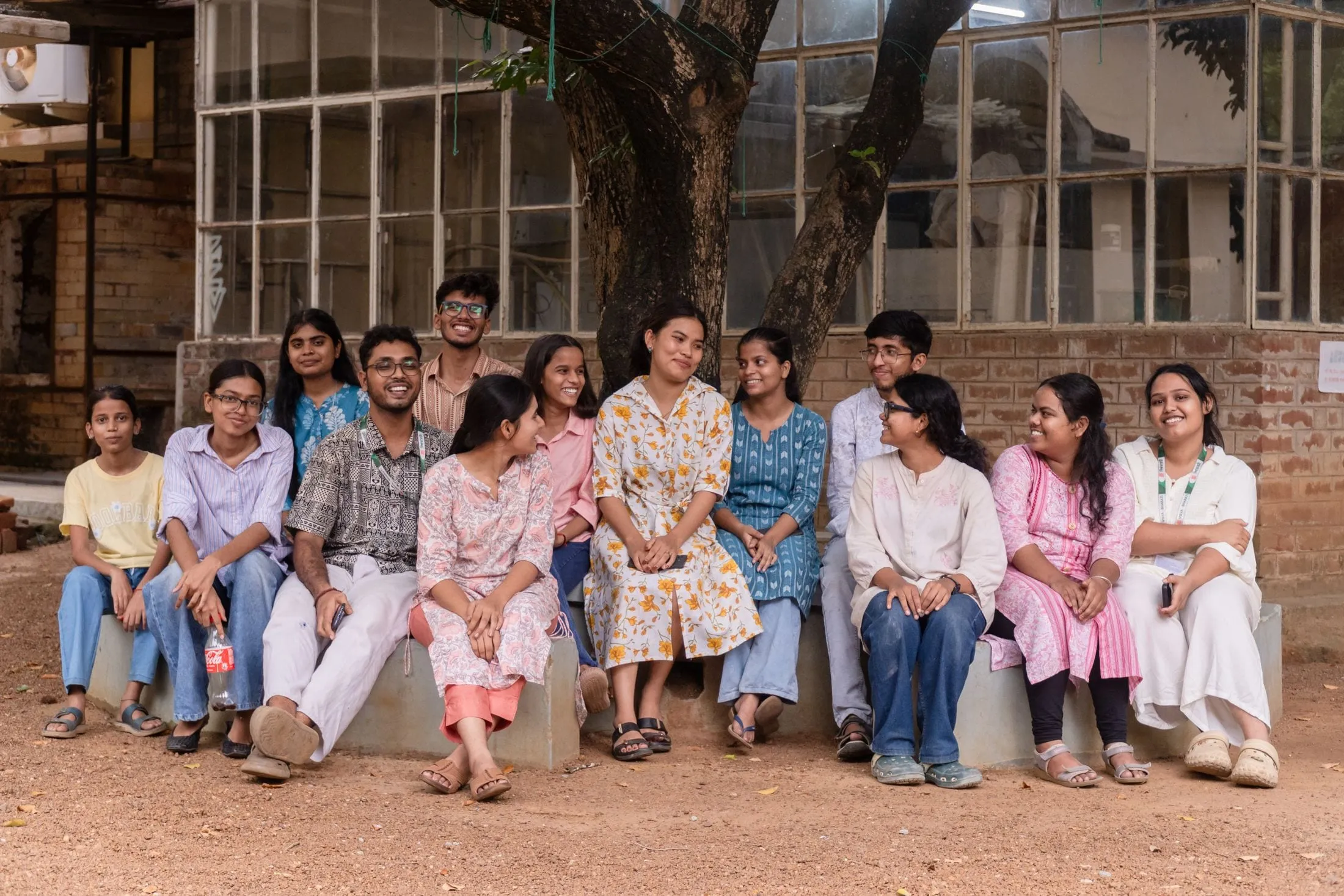 College students sitting together on campus